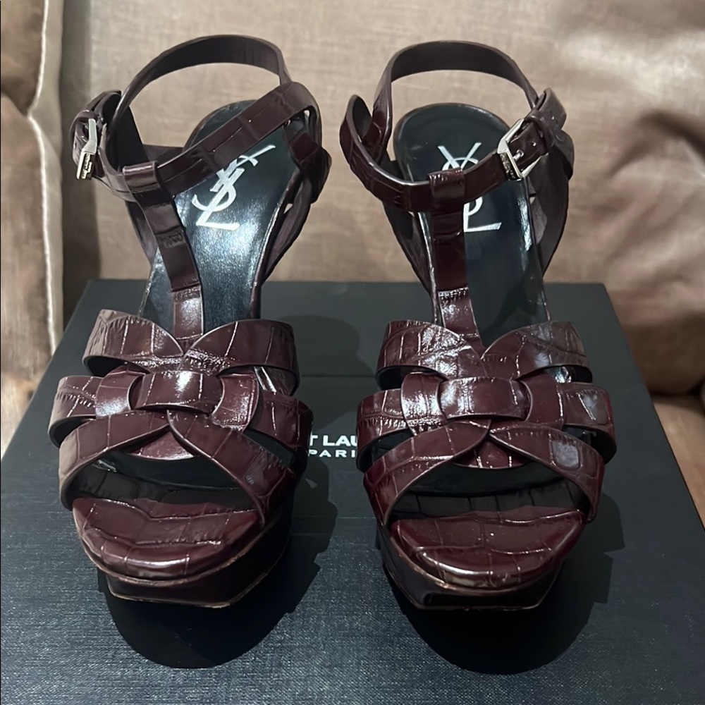 Saint Laurent Tribute Amaranto Platform Shoes with High Heel Size 35